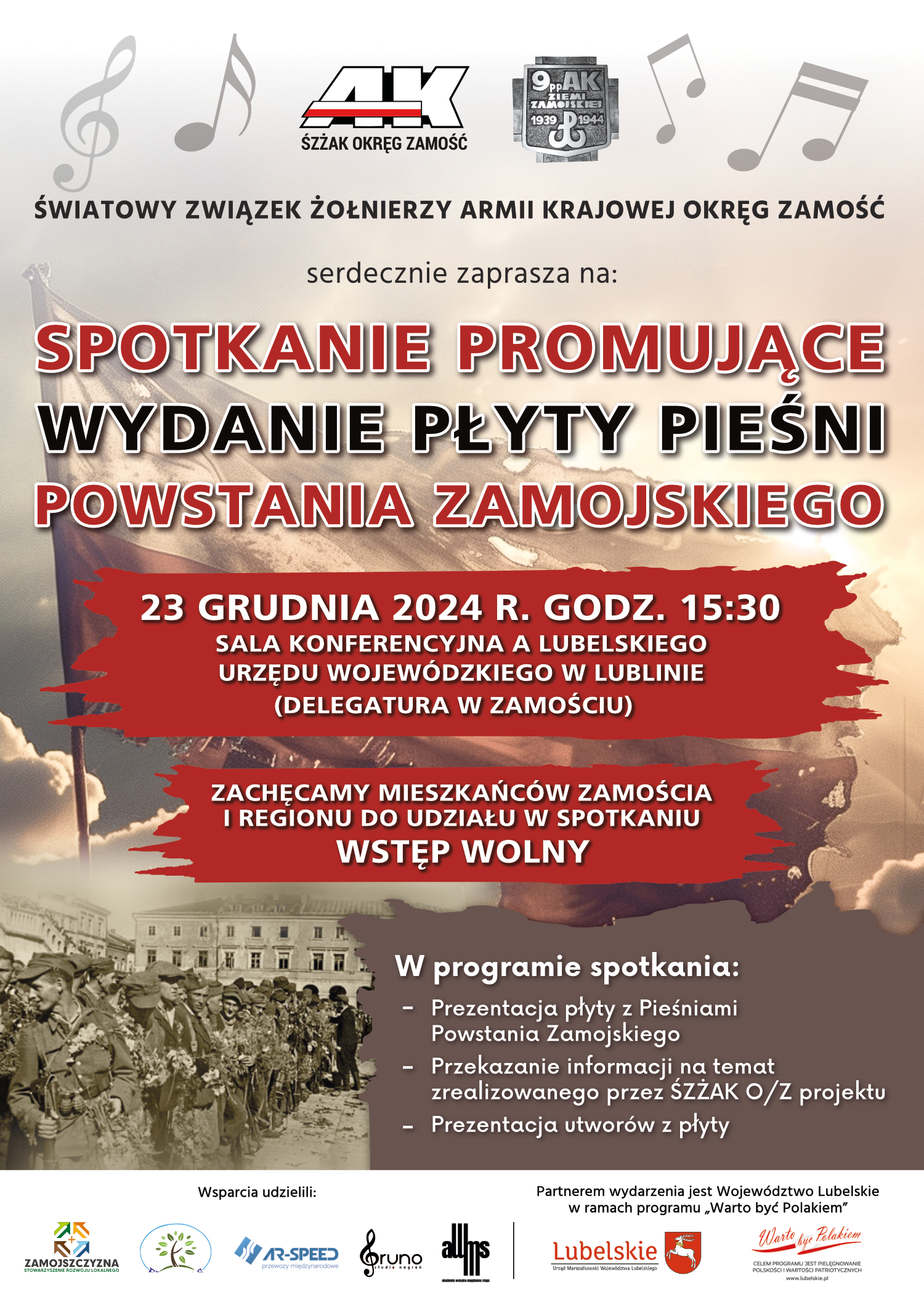 AK Plakat promujacy spotkanie płyta Piesni Zamojskie.jpg